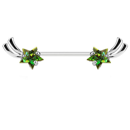Brustwarzenpiercing Stern-SCHNUPPE Brustpiercing Intimpiercing Edelstahl Glitzer-Opal Silber Gold Roségold Stab 1,6mm 14mm