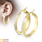 1 Paar Damen Ohrringe CREOLE 4mm breit Zirkonia-Rand Muster Ohrstecker Chirurgenstahl Gold Roségold Silber Clear 30mm