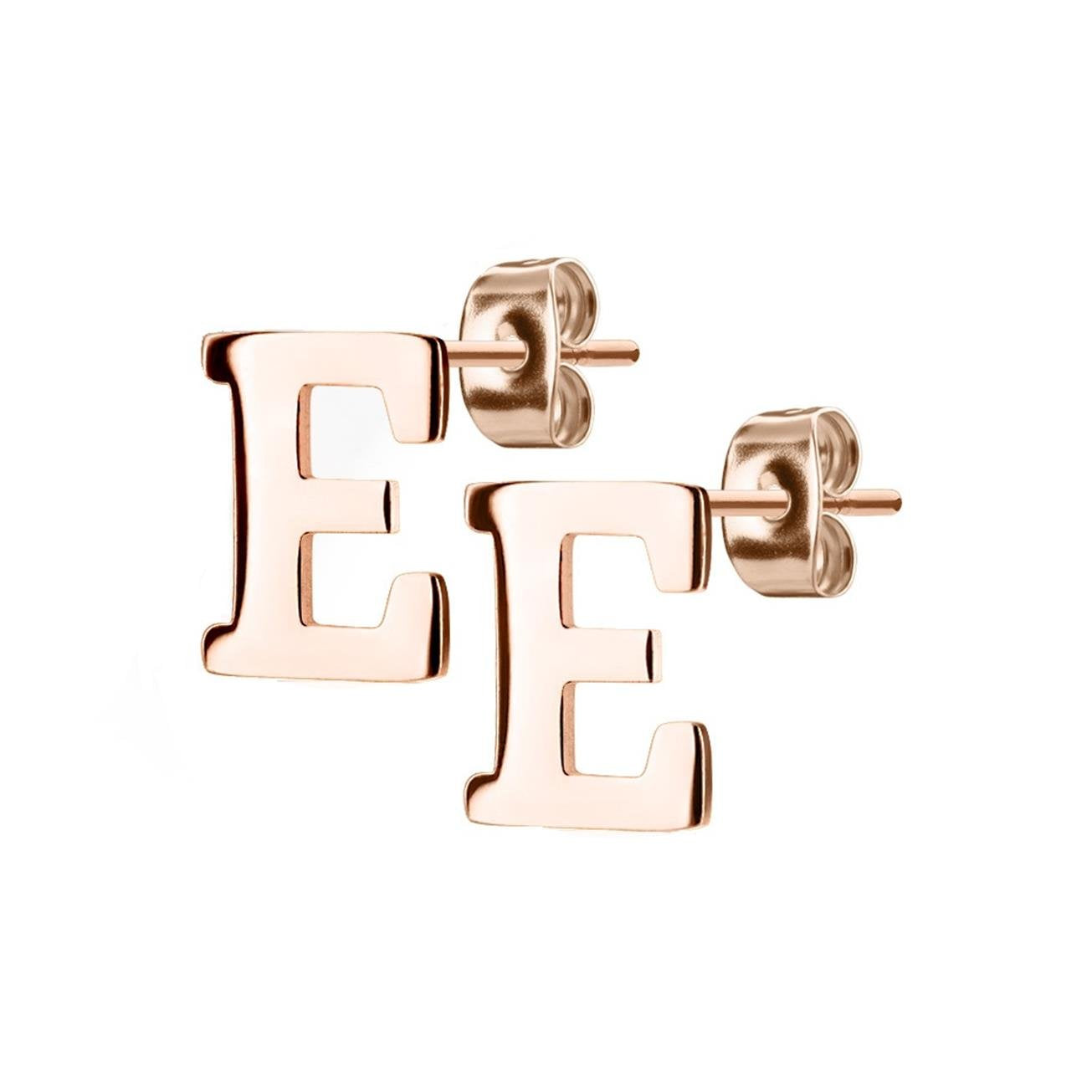 1 Paar Ohrstecker ALPHABET INITIALEN e Ohrringe Schmuck Set Edelstahl Silber Roségold