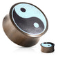 Ohrplug Sono Holz Ying Yang Türkis Ohrpiercing Ohrschmuck Tunnel Konvex Sattelverschluss 8-25mm