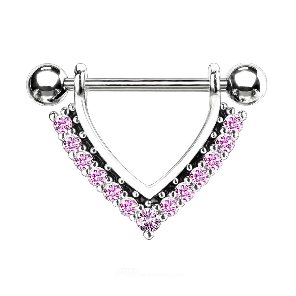Brustwarzenpiercing Enamel Zirkonia Kranz Brustpiercing Nippelpiercing Chirurgenstahl Silber Gold Roségold Stab 1,6/14mm