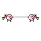 Brustwarzenpiercing Elefant ZIRKONIA Brustpiercing Intimpiercing Edelstahl Gold Silber Roségold Stab 1,6mm 14mm