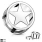 Ohrtunnel Stern Silber Schwarz Chirurgenstahl Ohrpiercing Ohrschmuck Plug Screw Fit Flesh Schraubverschluss 6-25mm