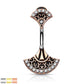 Bauchnabelpiercing Doppel Kristall Fächer Tribal Nabelpiercing Chirurgenstahl Bananabell Silber Gold Roségold Clear Stab 1,6/10mm