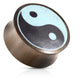 Ohrplug Sono Holz Ying Yang Türkis Ohrpiercing Ohrschmuck Tunnel Konvex Sattelverschluss 8-25mm