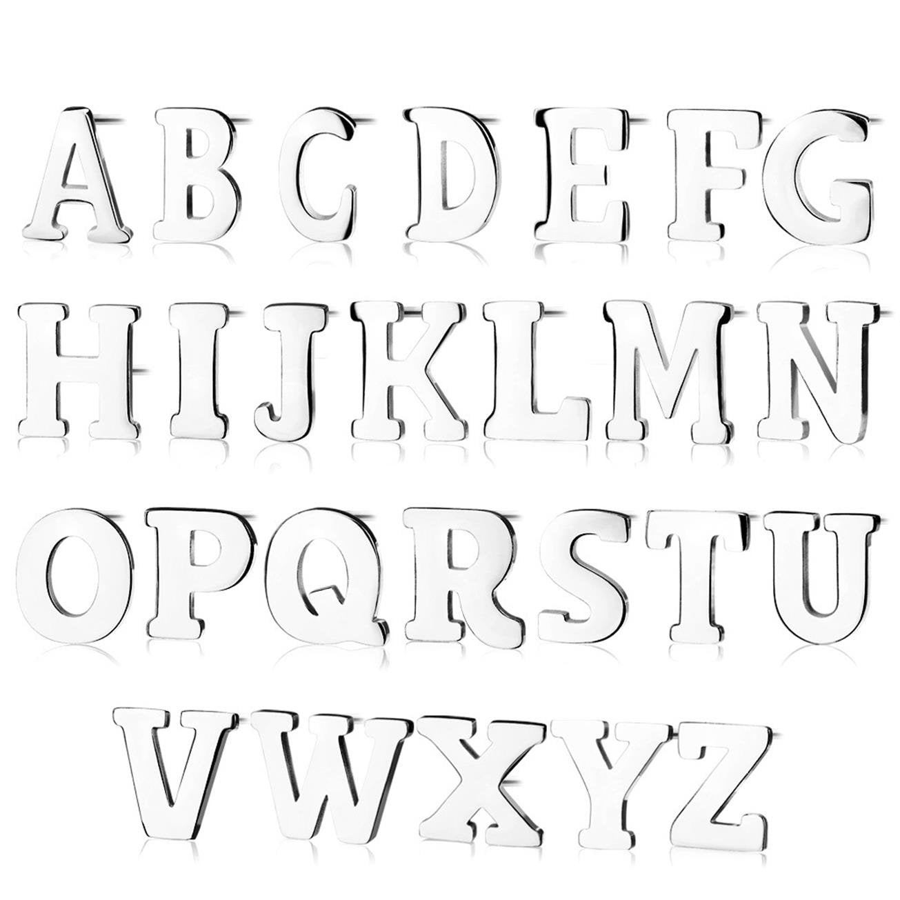 1 Paar Ohrstecker ALPHABET INITIALEN e Ohrringe Schmuck Set Edelstahl Silber Roségold