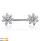 Brustwarzenpiercing Blumen Silber Gold Roségold Clear Brustpiercing Nippelpiercing Intimpiercing Chirurgenstahl Stab 14mm