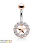 Bauchnabelpiercing Stern Kristall-Umrandung Nabelpiercing Chirurgenstahl Bananabell Silber Gold Roségold Stab 1,6/10mm