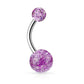 Bauchnabelpiercing GLITZERBALL 1,6mm 10mm Nabelpiercing Edelstahl Chirurgenstahl Bananabell Lila Blau Weiß Grün Schwarz Pink Rot