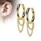 1 Paar Damen Creole Doppel-Kette Anhänger Ohrringe Silber Gold Schwarz