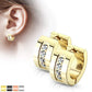 1 Paar Damen CREOLEN 4 Zirkonia Clear Ohrringe Ohrstecker Chirurgenstahl Gold Schwarz Silber Roségold 7mm