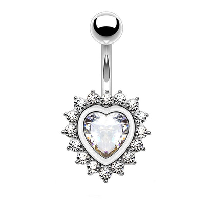 Bauchnabelpiercing ZIRKONIA Herz Nabelpiercing Chirurgenstahl Bananabell 14kt Vergoldet Silber Multicolor Stab 1,6/10mm