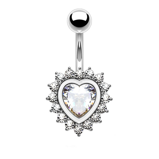 Bauchnabelpiercing ZIRKONIA Herz Nabelpiercing Chirurgenstahl Bananabell 14kt Vergoldet Silber Multicolor Stab 1,6/10mm