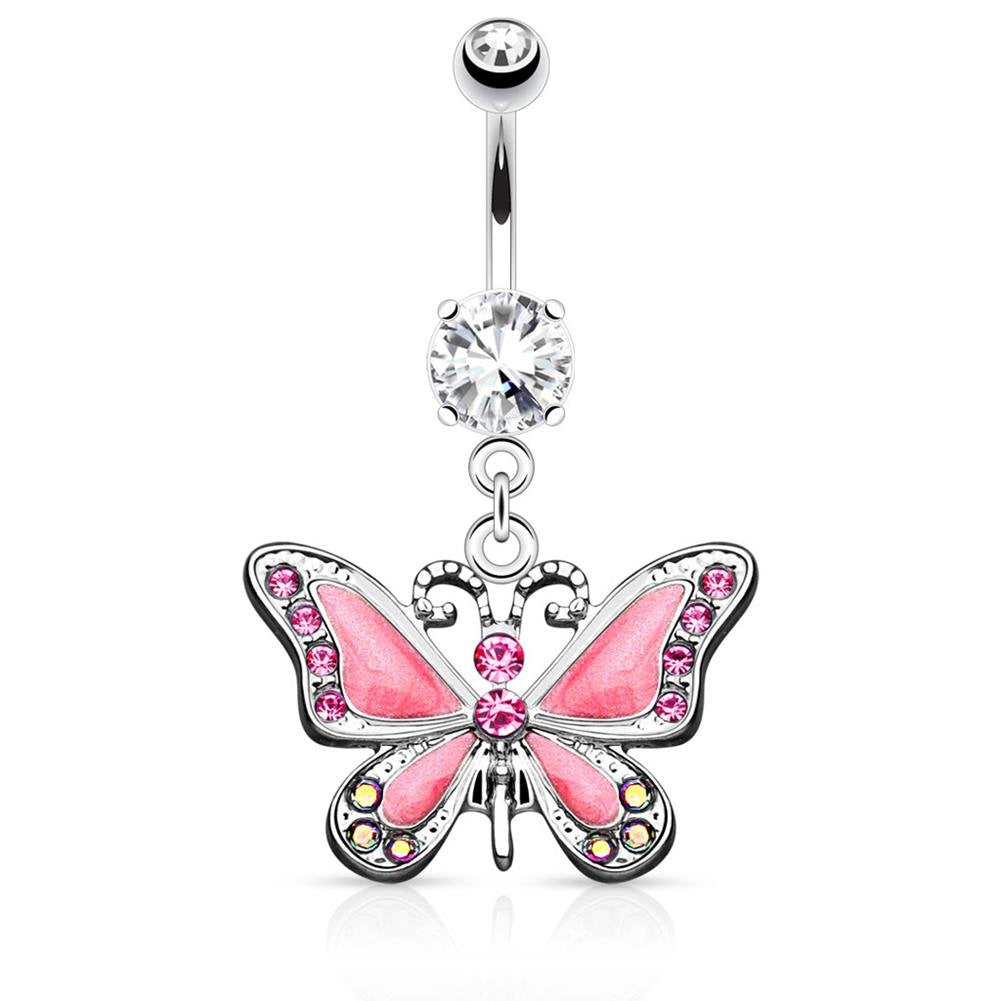 Bauchnabelpiercing Set 1,6mm 10mm Schmetterling 15,7mm x 19,9mm Nabelpiercing Chirurgenstahl Bananabell Zirkonia Silber