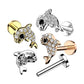 Knorpel Ohrstecker Delphin Silber Gold Roségold Pavé Zirkonia Clear Piercings Chirurgenstahl Schraubverschluss Stab 6/8mm lang