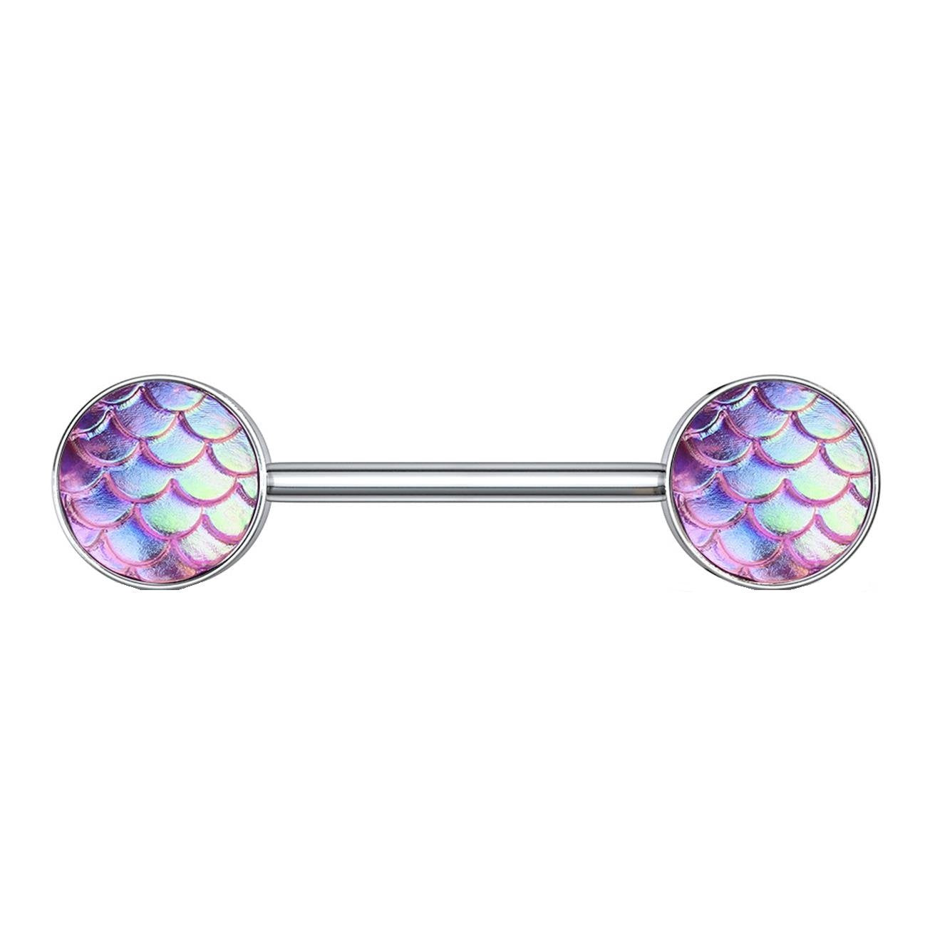 Brustwarzenpiercing Fisch-Schuppen Design Brustpiercing Nippelpiercing Edelstahl Silber Multicolor Stab 1,6mm 14mm