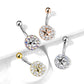 Bauchnabelpiercing Stern Kristall-Umrandung Nabelpiercing Chirurgenstahl Bananabell Silber Gold Roségold Stab 1,6/10mm