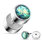 Fake Ohrplug Glitzer-Opal Optik Ohrpiercing Ohrschmuck Chirurgenstahl Schraubverschluss Grün Pink Weiß Kugel 8mm