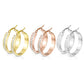 1 Paar Damen Ohrringe CREOLE 6mm breit Zirkonia-Mitte Muster Ohrstecker Chirurgenstahl Gold Roségold Silber Clear 30mm