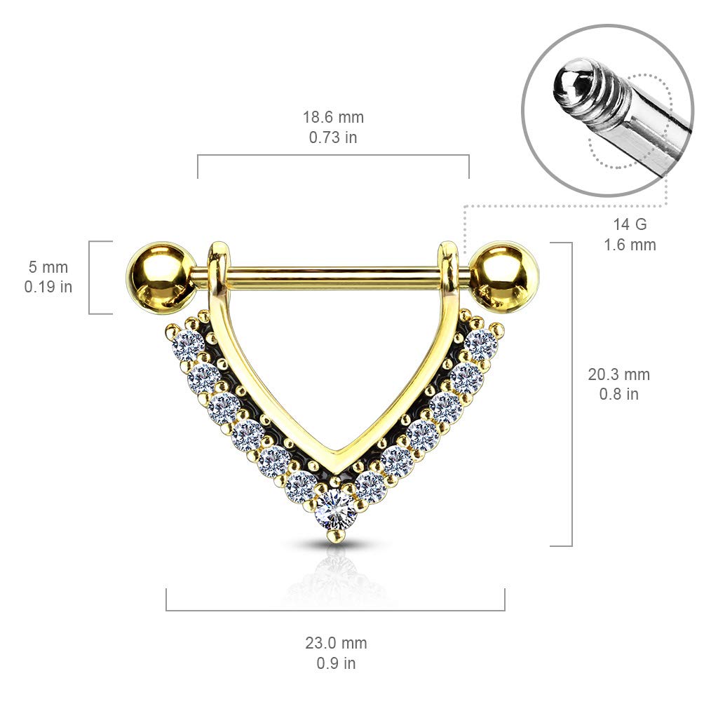 Brustwarzenpiercing Enamel Zirkonia Kranz Brustpiercing Nippelpiercing Chirurgenstahl Silber Gold Roségold Stab 1,6/14mm