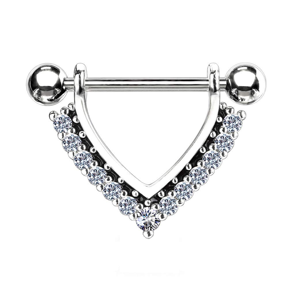 Brustwarzenpiercing Enamel Zirkonia Kranz Brustpiercing Nippelpiercing Chirurgenstahl Silber Gold Roségold Stab 1,6/14mm