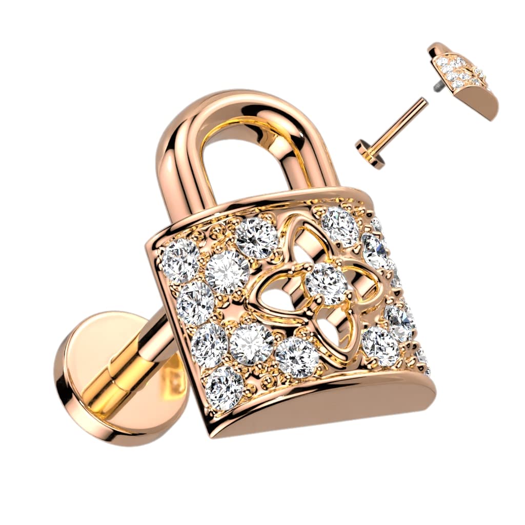 Knorpel Ohrstecker Schloss Silber Gold Roségold Pavé Zirkonia Clear Piercings Chirurgenstahl Schraubverschluss Stab 6/8mm lang