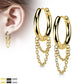 1 Paar Damen Creole Doppel-Kette Anhänger Ohrringe Silber Gold Schwarz
