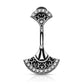 Bauchnabelpiercing Doppel Kristall Fächer Tribal Nabelpiercing Chirurgenstahl Bananabell Silber Gold Roségold Clear Stab 1,6/10mm