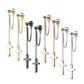 1 Paar Damen Ohrstecker Ketten-Kreuz Anhänger Chirurgenstahl Ohrringe Ohrhänger Silber Gold Schwarz Roségold