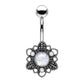 Bauchnabelpiercing Opal-Optik Antik-Silber Nabelpiercing Chirurgenstahl Bananabell Silber Rosa Grün Weiß Stab 1,6/10mm
