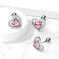 Knorpel Ohrstecker Herz Silber Clear Pink Cartilage Piercings Tragus Labret Edelstahl Schraubverschluss