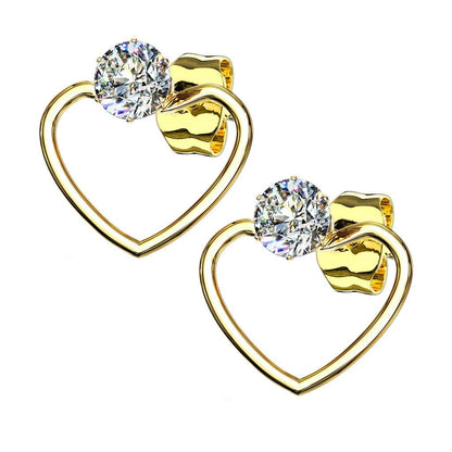 1 Paar Damen e HERZ ZIRKONIA Ohrringe Ohrstecker Chirurgenstahl Multicolor Clear