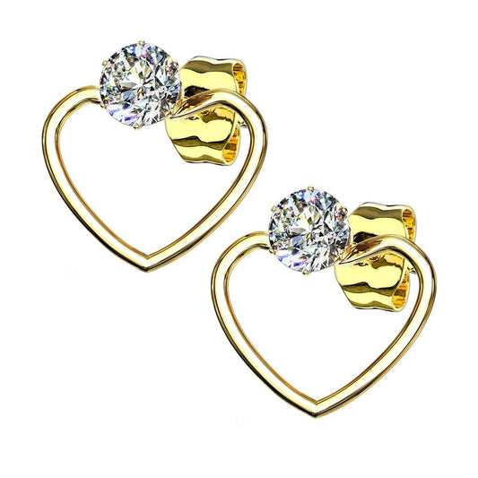 1 Paar Damen e HERZ ZIRKONIA Ohrringe Ohrstecker Chirurgenstahl Multicolor Clear