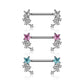 Brustwarzenpiercing Stern-schnuppen Silber Clear Pink Aqua Brustpiercing Nippelpiercing Intimpiercing Chirurgenstahl Stab 16mm