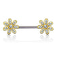 Brustwarzenpiercing Blumen Silber Gold Roségold Clear Brustpiercing Nippelpiercing Intimpiercing Chirurgenstahl Stab 14mm