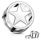 Ohrtunnel Stern Silber Schwarz Chirurgenstahl Ohrpiercing Ohrschmuck Plug Screw Fit Flesh Schraubverschluss 6-25mm