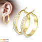 1 Paar Damen Ohrringe CREOLE 6mm breit Zirkonia-Mitte Muster Ohrstecker Chirurgenstahl Gold Roségold Silber Clear 30mm