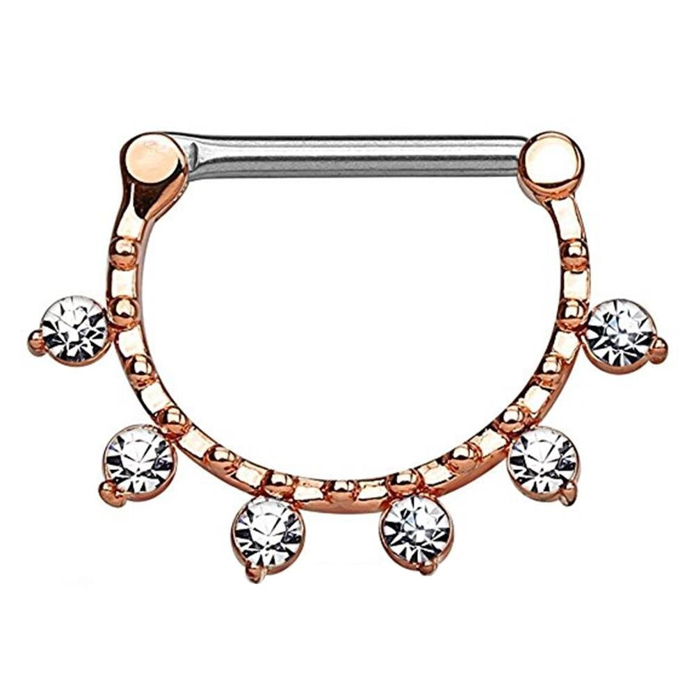 beyoutifulthings Bogen FILIGRAN Brustwarzenpiercing Intimpiercing Brustpiercing ZIRKONIA Opal Edelstahl Gold Silber ROSÈ 1,6mm 12mm KLICKVERSCHLUSS