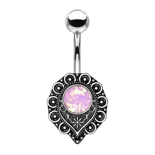 Bauchnabelpiercing Opal-Optik Antik-Silber Nabelpiercing Chirurgenstahl Bananabell Silber Rosa Grün Weiß Stab 1,6/10mm