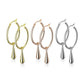 1 Paar Damen Ohrringe CREOLE Tropfen-Anhänger Länge 43,2mm Ohrstecker Chirurgenstahl Gold Roségold Silber
