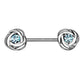 Brustwarzenpiercing 2 ZIRKONIA Rosen Brustpiercing Nippelpiercing Edelstahl Silber Roségold Gold Stab 1,6mm 14mm