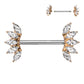 Brustwarzenpiercing Kristall-Fächer Zirkonia Clear Brustpiercing Nippelpiercing Chirurgenstahl Gold Roségold Stab 1,6/16mm