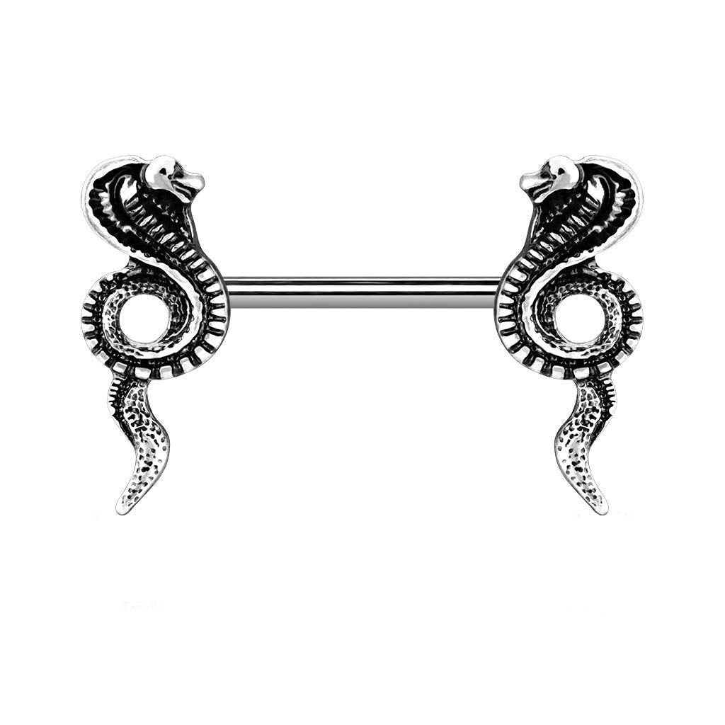 Brustwarzenpiercing Vintage Kobra Brustpiercing Nippelpiercing Chirurgenstahl Antik-Gold Antik-Silber Stab 1,6/14mm