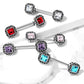 Brustwarzenpiercing Vintage Zirkonia-Quadrat Brustpiercing Nippelpiercing Chirurgenstahl viele Farben Stab 1,6/14mm