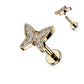 Knorpel Ohrstecker Schmetterling Silber Gold Roségold Pavé Zirkonia Clear Piercings Chirurgenstahl Schraubverschluss Stab 6/8mm lang