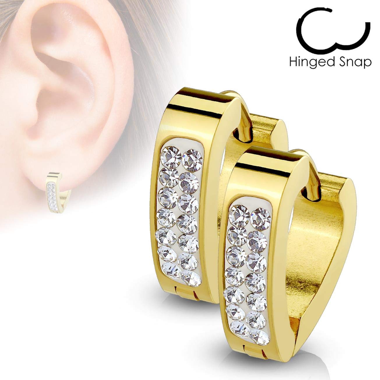 Damen 1 Paar Kristall Triangel Creolen Ohrringe Schmuck Ohrstecker Chirurgenstahl Multicolor