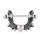 Brustwarzenpiercing Engels-flügel Kristall-Herz Silber Brustpiercing Nippelpiercing Intimpiercing Chirurgenstahl Stab 13mm