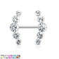 Brustwarzenpiercing 5 runde Kristalle Brustpiercing Intimpiercing Nippelpiercing Chirurgenstahl Silber viele Farben Stab 1,6/16mm
