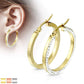 1 Paar Damen Ohrringe CREOLE 3mm breit Zirkonia-Rand Muster Ohrstecker Chirurgenstahl Gold Roségold Silber Clear 30mm