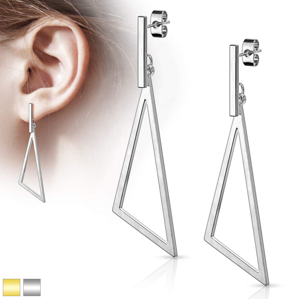 1 Paar Damen Ohrstecker Balken Anhänger Triangel Ohrringe Chirurgenstahl Steckerverschluss Silber Gold